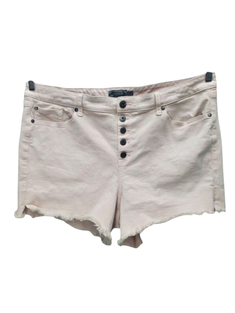 Torrid Button Up Denim Shorts Womens 20 Light Pink Raw Hem Belt Loops Casual